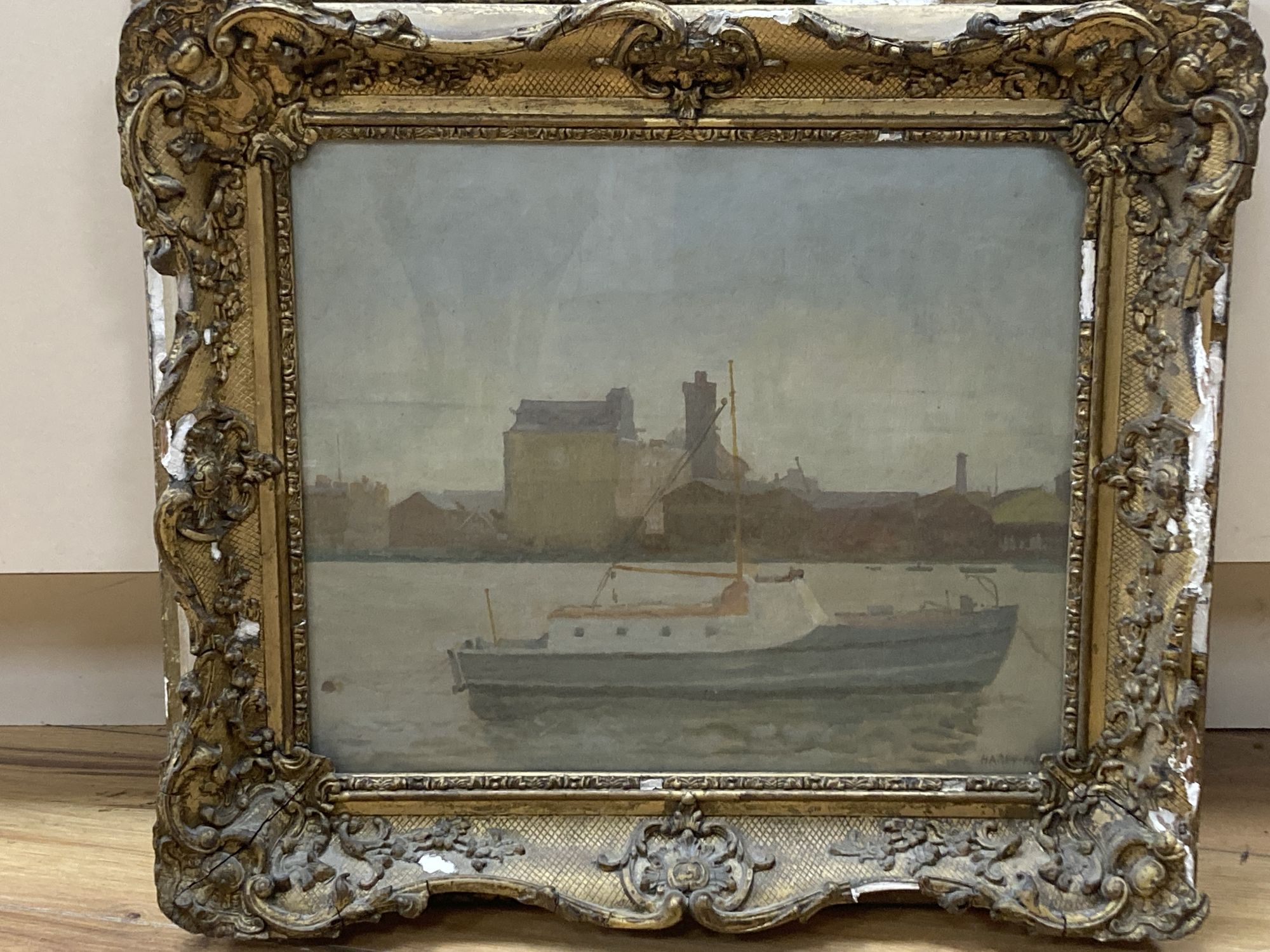 Harry Parr (1882-c1996), The Thames, Chelsea, signed, oil on board, Chelsea Art Society label verso, 25 x 30cm